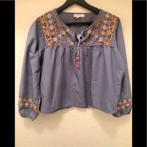 wash blue rebellion women blouse with sleeves
